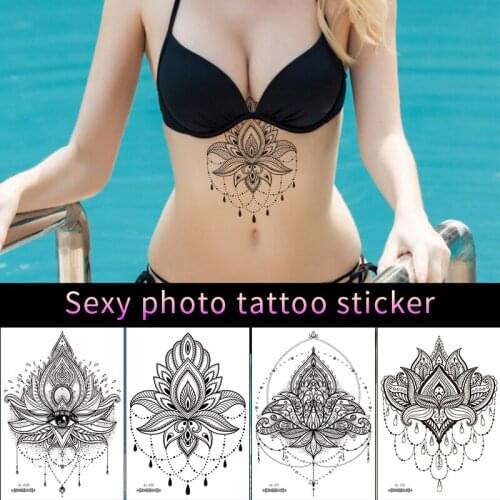 Tatoo Sticker Fake Tattoo Datura Mandala Flower Totem Diamond Waterproof Temporary Tatto Chest Back Leg Belly for Girl Woman