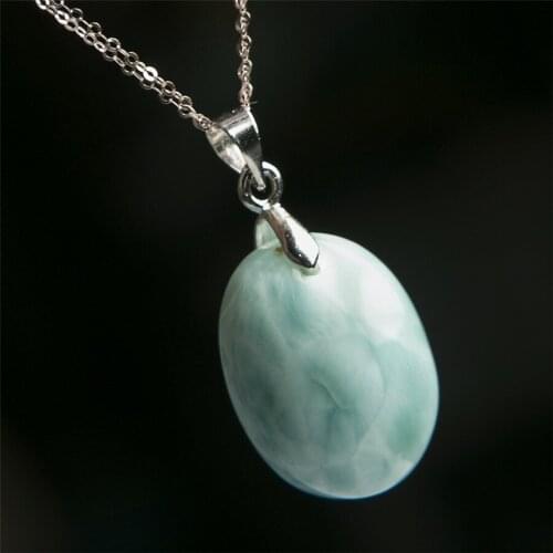 Natural Genuine Blue Larimar Gems Stone Crystal Bead Necklace Fashion Suspension Pendant 20*16*8mm