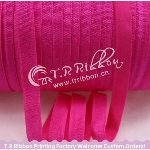 New elastic ribbon 100yards 3/8" 9mm #175 shocking pink non- fold over elastic , welcome custom printed
