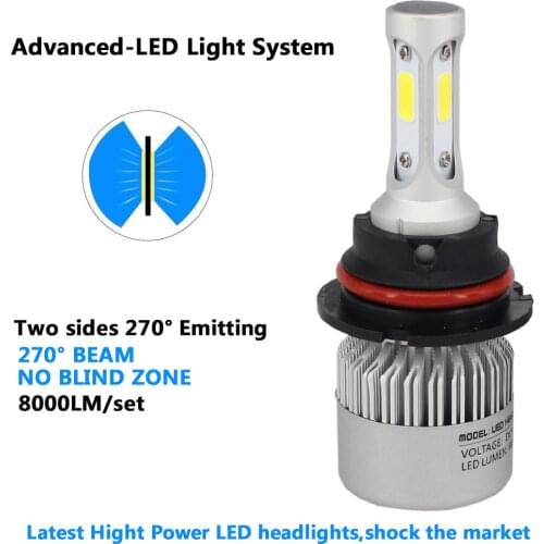 One pair Car LED 9004 HB1 9007 HB5 Hi/Lo Headlight Bulb Conversion Kit 6500K 8000LM All In One S2 led fog light