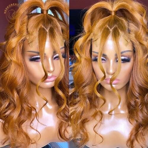 Lace Frontal Wigs Orange Ginger Brown Curly 13X4 Lace Front Wig 180% Density 99j Colored Human Hair Wigs Closure Wigs For Women