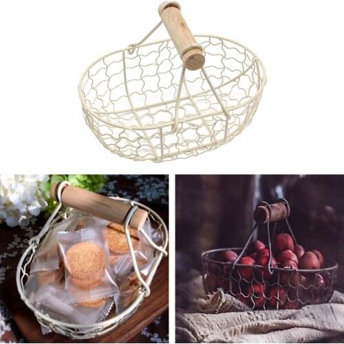 Durable Iron Bread Basket Antique Metal Storage Basket Food Container Fruit Vegetable Basket Storage Tray Kitchen Organizer