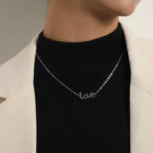 Simple Elegant Letters Love Pendant Necklaces for Women Trending Geometric Colar Sweater Chains Necklace Fashion Jewelry Gift