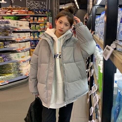 Down jacket female 2021 new students winter jacket collar brief paragraph thick bread