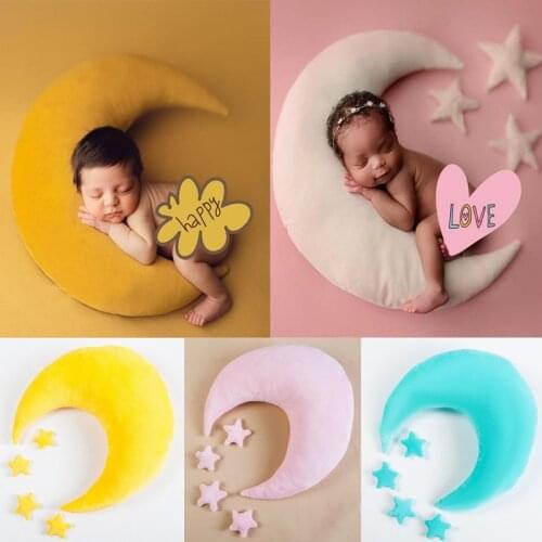 Newborn Photography Props Moon Pillows Stars Baby Shoot Studio Photography Accessories Creative Posing Props Cushion Mat