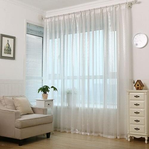 Modern Solid White Window Tulle Curtains For Living Room Kitchen Floral Design Voile Curtain