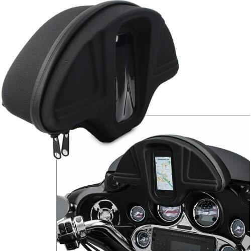 Motorbike Single Pocket Smartphone Windscreen Windshield Bag For Harley Electra Glide EFI FLHT Black
