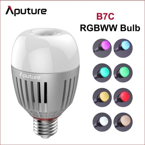Aputure B7C 2000K-10000K Adjustable 7W RGBWW LED Light Smart Bulb Stepless Dimming App Control Photography Bulb Light
