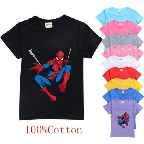 Disney Boys Tops Cool Clothes Spiderman T Shirts 100% Cotton Children Cartoon Spiderman Kids Baby Boys Tee Shirt