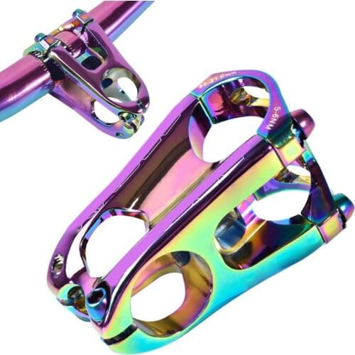 31.8mm Bicycle Stem MTB Mountain Road Bike CNC Ultralight Hollow Rainbow Stem Extension Short Riser Fixed Handlebar Wheel