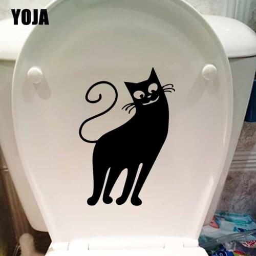 YOJA 17X24.4CM Wall Stickers Cat Kitten Animal Cute Pet Art Toilet Decals Home Room Decor T5-0153