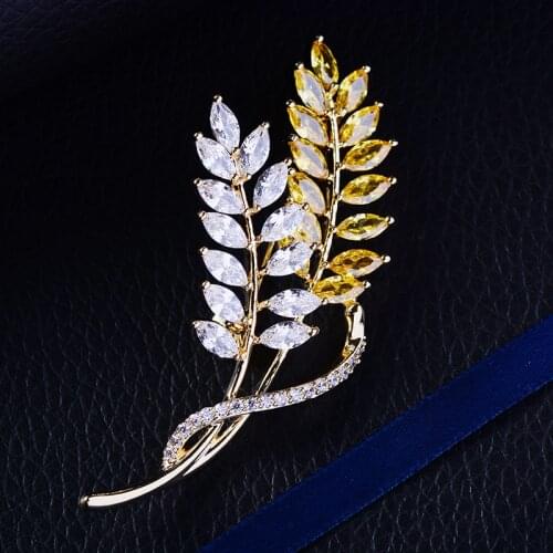 Bad Guy Zircon Brooch for Womens Brooch Pin Golden Wheat Ears Fashion Jewelry Clothes Scarf Buckle Garment Accessories Jewelry