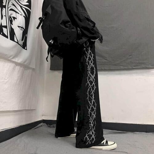 2021 Spring Autumn Goth Pants Women Wide Leg Streetwear High Waist Oversized Trousers Womans Straight Couple Clothes Punk Pants