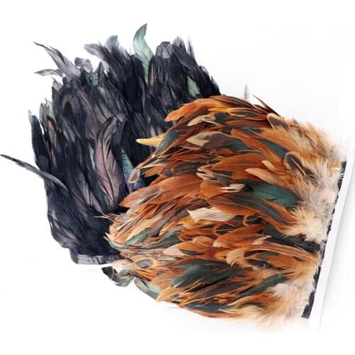 12-17CM Chicken Tail Feathers Latin Dance Trims Strip Headwear Costumes Dance Party Wedding Diy Hat Decorative 5M/lots