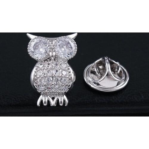 2019 Zircon Owl Brooches For Woman Girl Elegant Coat Suit Accessories Copper Pin High Quality Luxury Corsage