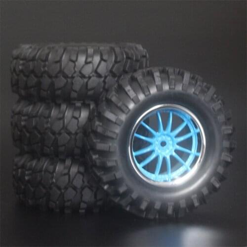4x 1.9Inch 96mm Rubber Tires Plating Wheel Rims For D90 D110 SCX10 CC01 RC Rock Crawler Truck Climbing Off-Road Car