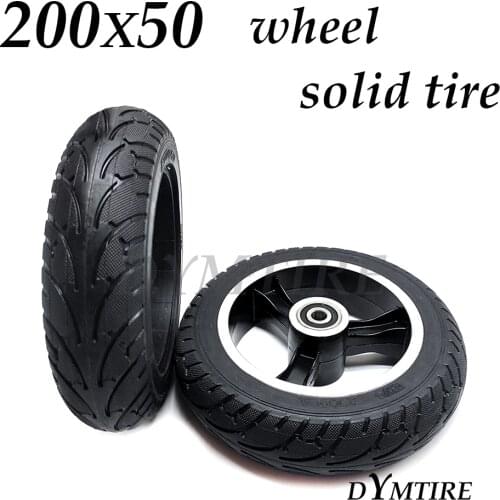 8 Inch 200x50 Wheel Solid Tire with Aluminum Alloy Rim for Mini Electric Scooter Explosion-Proof Tubeless Tyre Accessories