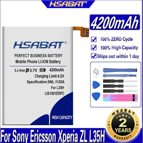 HSABAT LIS1501ERPC 4200mAh Battery For Sony Ericsson Xperia ZL L35H lt35i C6503 C6506 C6502 Battery