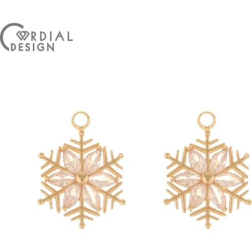 Cordial Design 50Pcs 15*20MM Jewelry Accessories/Earring Findings/Hand Made/Pendant/DIY Earring Making/Snowflake Shape/CZ Charms