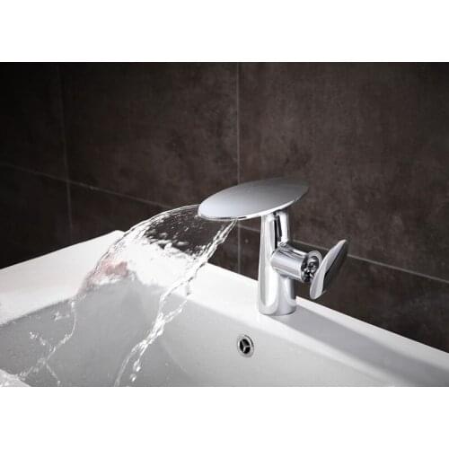 Free ship chrome Clour bathroom basin sink waterfall faucet mixer tap New deck mounted Oval design