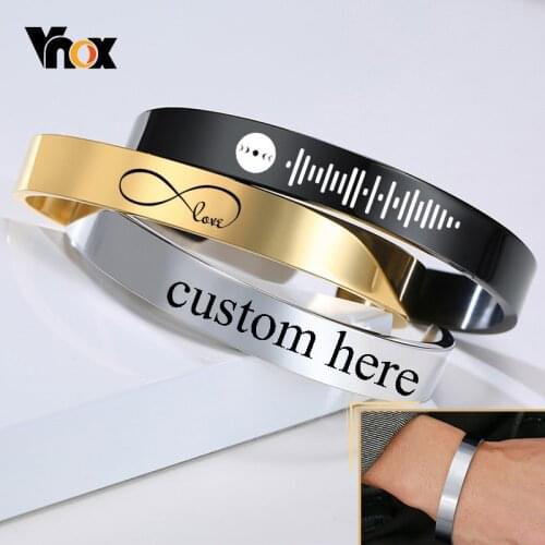 Vnox Free Custom 10mm Bangle for Men Women, Glossy Smooth Stainless Steel Wristband,Simple Classic Cuff Bracelet,BF Husband Gift