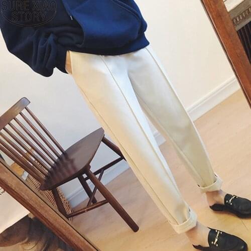 High Waist Ankle-length Pants Female Harem Pants Autumn and Winter Women Thick Pants Loose Casual Straight Suit Pants 6991 50