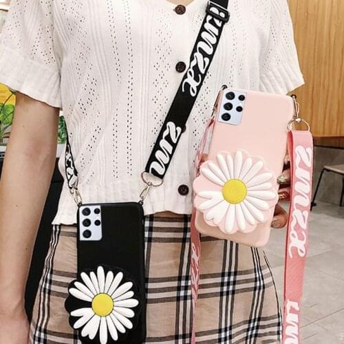 3D Cute Bear Zipper Wallet Phone Case for samsung S21 S20 FE Note 20 A12 M31S M51 Note 10 S10 lite Lanyard Soft tpu phone cover