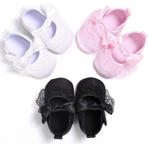 Infant pure color bud ribbon bow princess baby girl shoes