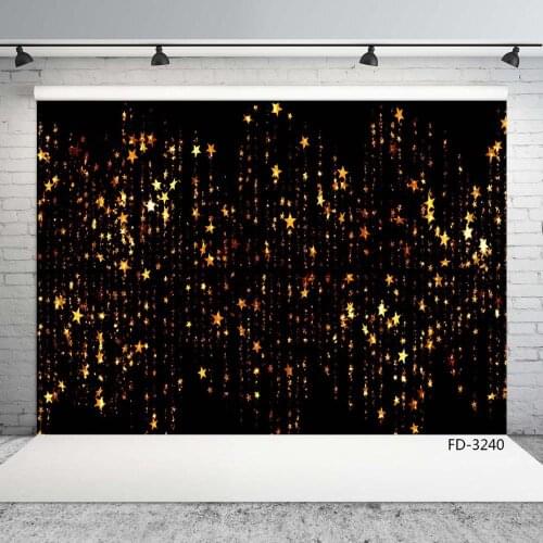 Sparkle Gold Star Glitter Black Photocall Background Child Baby Shower Birthday Party Photography Photo Studio Props Backdrops