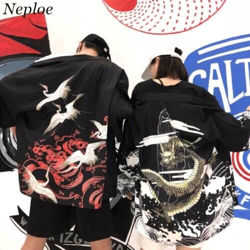 Neploe Japanese Women Man Kimono Cardigan 2021 Harajuku Causal Blouse Digital Printing Loose Tops Blusas Mujer De Moda 37490