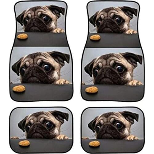 Aimaao Dog Car Foot Mats Full Set Of 4pcs Heavy-Duty Car Carpets Cute Front & Rear Floor Mats For Women Car SUV Van Truck