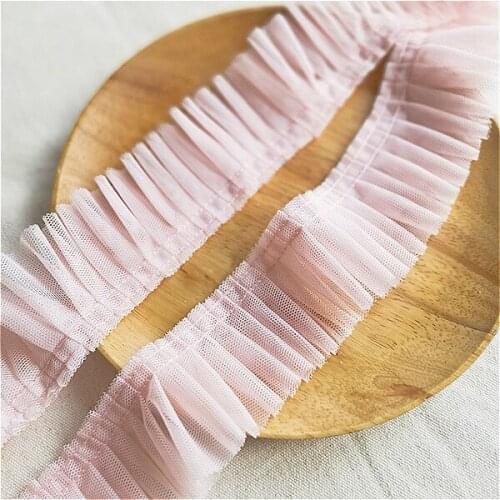 5cm Wide Color Mesh Fabric Folds Organ Lace Ribbon DIY Skirt Clothes Neckline Edge Sewing Accessories Dolls Clothing Decoration