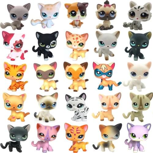 LPS CAT Pet Shop Toys Rare Stands Little Short Hair Kitten Pink #2291 Grey #5 Black #994 Old Original Kitty Figure Collection