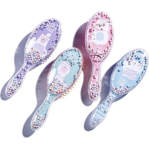 Massage Children Comb Cute Girl Comb Carry Long Hair Comb Pattern Cartoon Bear Cat Portable Parting Comb Anti-knot Hair Brush