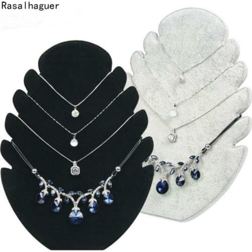 Fashion Smart Jewellrey Display Wrapped High Quality Flannel Fabric Composed Necklace Pendant Holder With Adjustable Back Stand