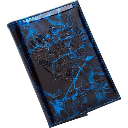Russian Lightning stone grain printing PU Leather Travel Passport Holder Embossing Passport Cover Credit Card ID Bag