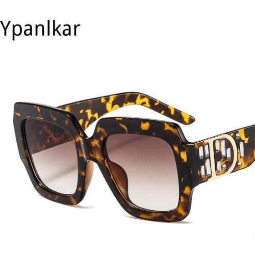 Fashion Oversized Frame Sunglasses for Women Retro Big D Square Diamond Sun Glasses Mens Glasses Brand Designer Lunette De Solei