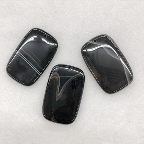 Wholesale10pcs Black Banded Agat e Gem Pendant,For Gem Stone Jewelry Necklace,Approx 50mm