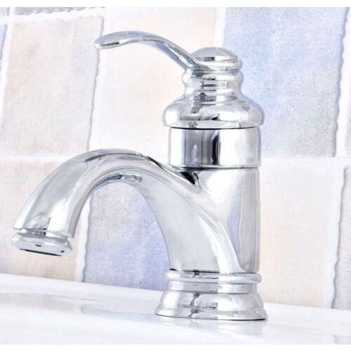 Polished Chrome Brass Deck Mounted One Handles Bathroom Single Hole Basin Faucet Mixer Water Taps msf632