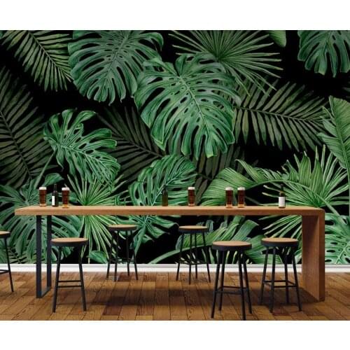 Custom mural wallpaper 3D tropical plant leaves background wall decoration painting