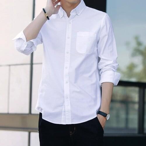 Quality White Men Underlinen Pure Cotton Casual Men Clothing Slim Long Sleeve Shirt