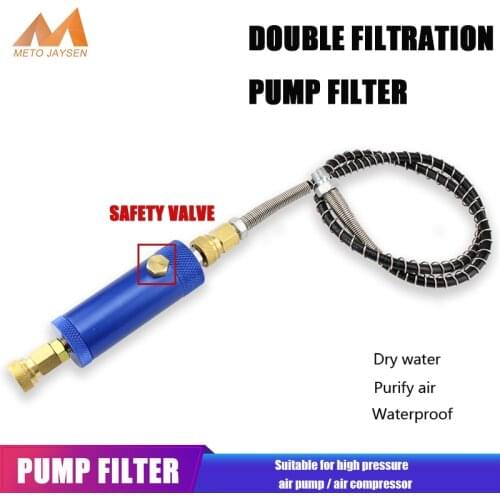 PCP Hand Pump Air Filter Filtering Paintball Water-Oil Separator with 50cm High Pressure Hose Quick Connector M10x1 Thread