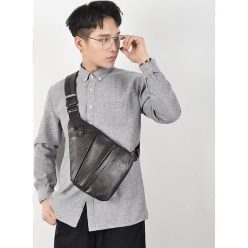 DIENQI Thin Man Bags Waterproof Tactical Side Bag Sling Leather Holster Shoulder Bag for Men Small Belt Personal Pocket Back Bag