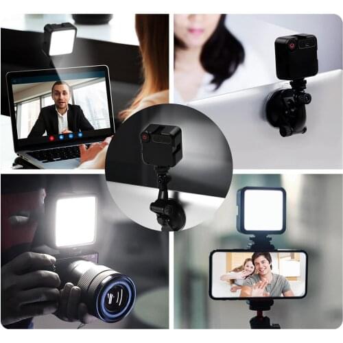 W49S Led Camera Light with 3 Cold Shoe Mini Rechargeable LED Video Light