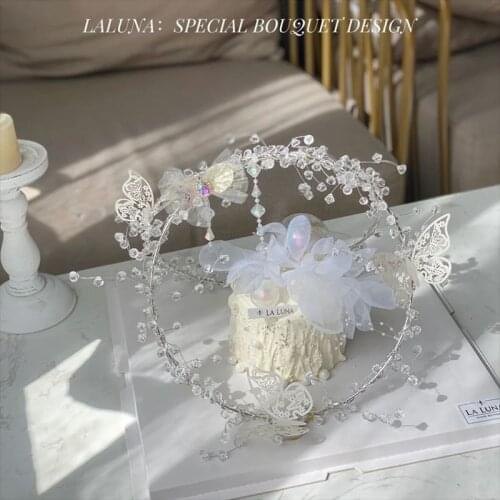 1set White Butterfly Crystal Ball Lace Stereoscopic Iron Wire Bronzing Cake Toppers Brithday Party Wedding Decor Baby Shower