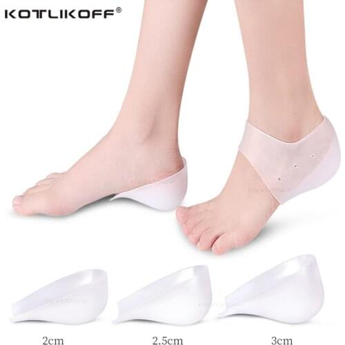 Unisex Invisible Height Increase Insoles Women Men Heel Pads Silicone Gel Lift Insole Dress In Socks Cracked Foot Skin Care Tool