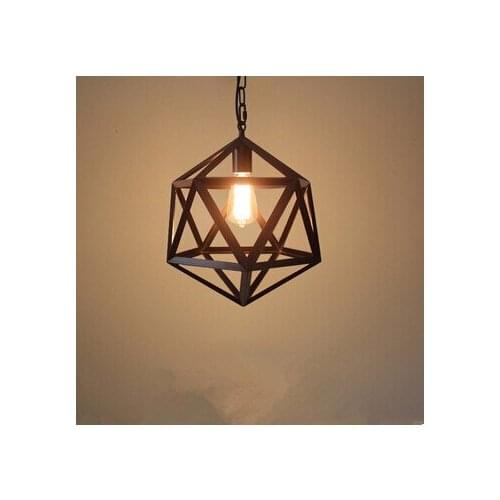 Nordic style vintage industrial iron pendant light retro country solid geometric pendant light black color