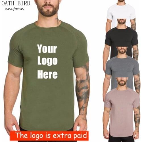 High Quality Men Round Neck Cotton Sport Fitness Muscle Custom Embroidery T-Shirts Print Tshirt Custom