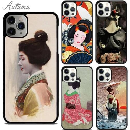 Japanese geisha Luxury Phone Case for iPhone 11 12 Pro Max mini X XR XS SE 2020 5 6S 7 8 Plus Samsung Galaxy S9 S10 Cover shell