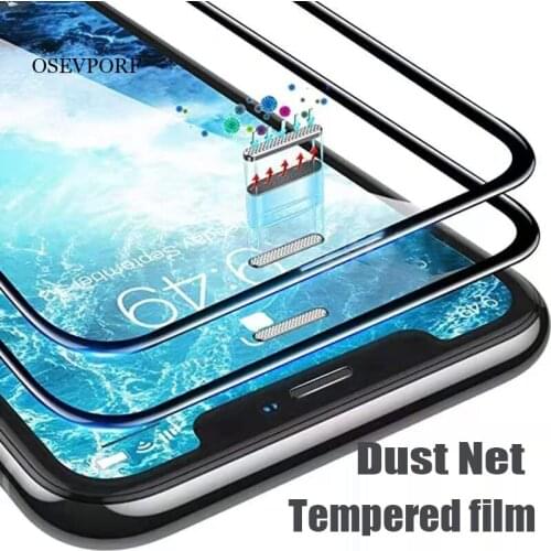 Alloy Dust Net Tempered Film For iPhone 12 Mini 11 Pro Max SE X XR XS Max Glass Full Protector Film for iPhone 8 7 6 S Plus Glas
